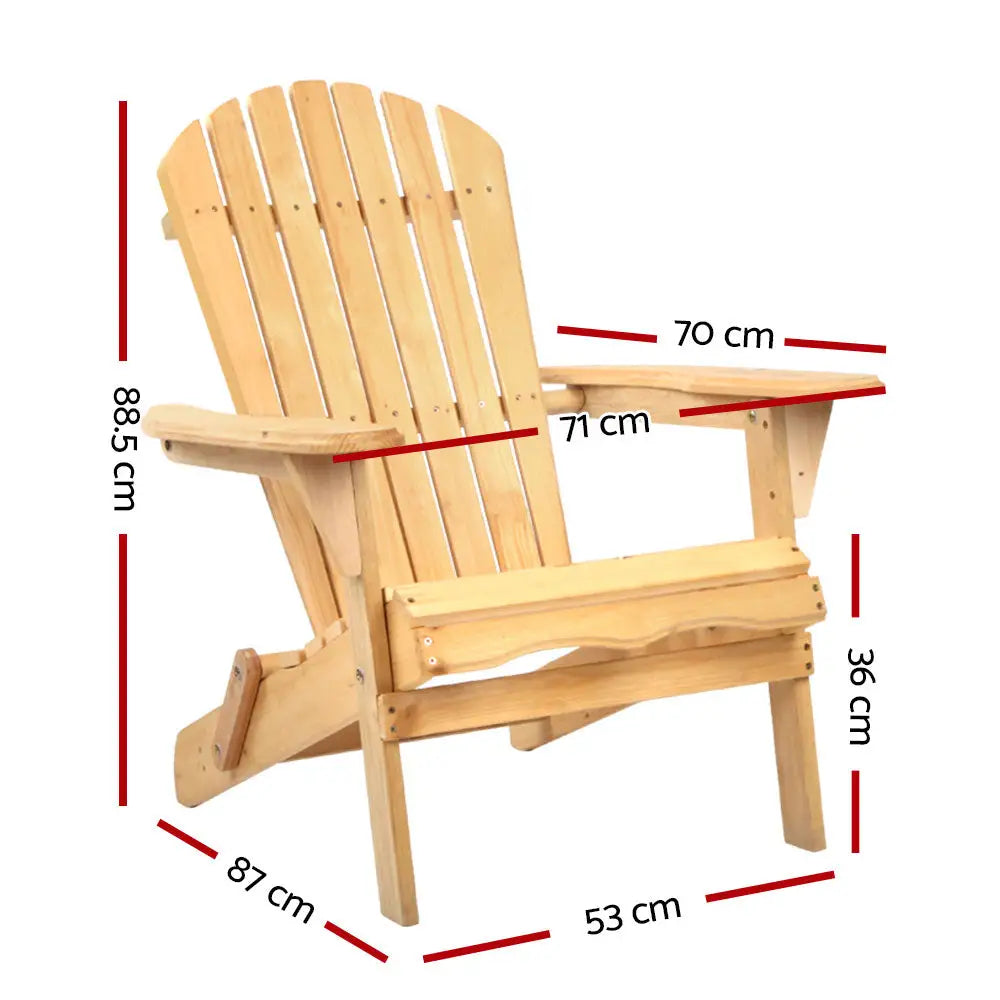 Gardeon adirondack outdoor chair made of beautiful hemlock wood with measurements 87 x 71 x 88.5cm - natural