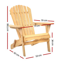 Gardeon adirondack outdoor chair made of beautiful hemlock wood with measurements 87 x 71 x 88.5cm - natural