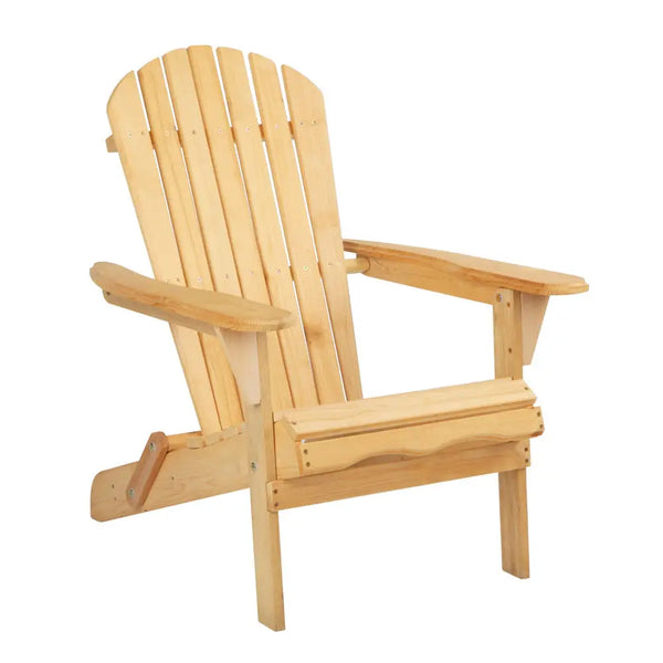 Gardeon adirondack outdoor chair - natural hemlock wood foldable design