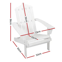 Gardeon adirondack outdoor wooden beach chair with extra wide armrests and measurements - white