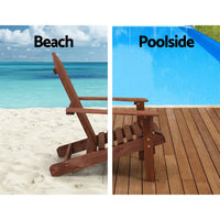 Gardeon adirondack outdoor wooden beach chair with extra wide armrests on beach by pool