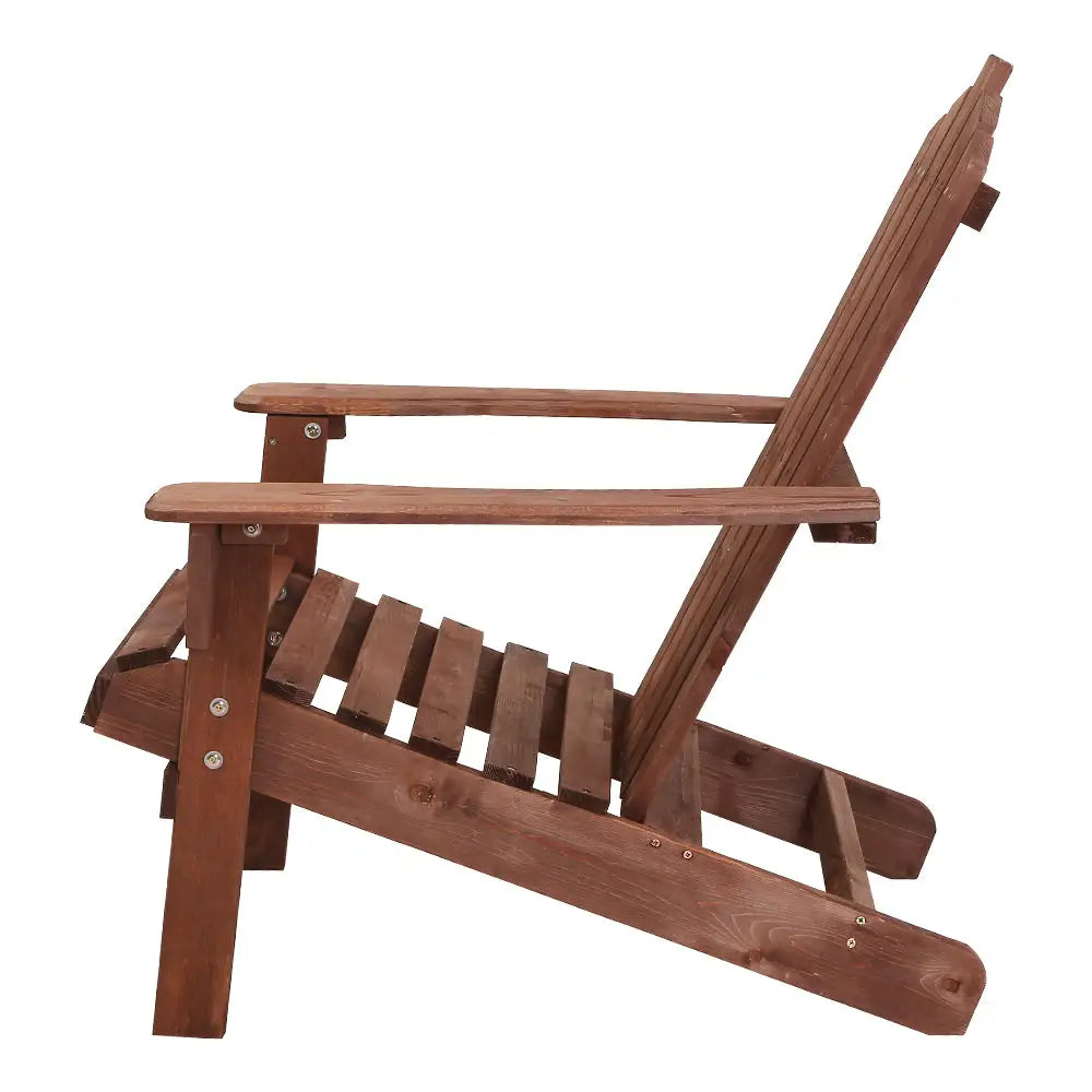 Gardeon adirondack outdoor wooden beach chair - a wooden chair with extra wide armrests on a white background