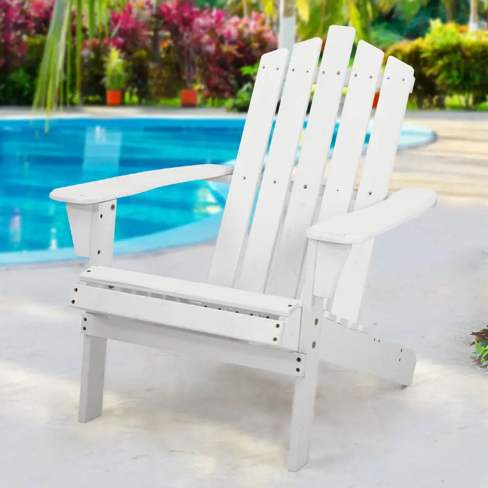Gardeon adirondack outdoor wooden beach chair with extra wide armrests by the pool