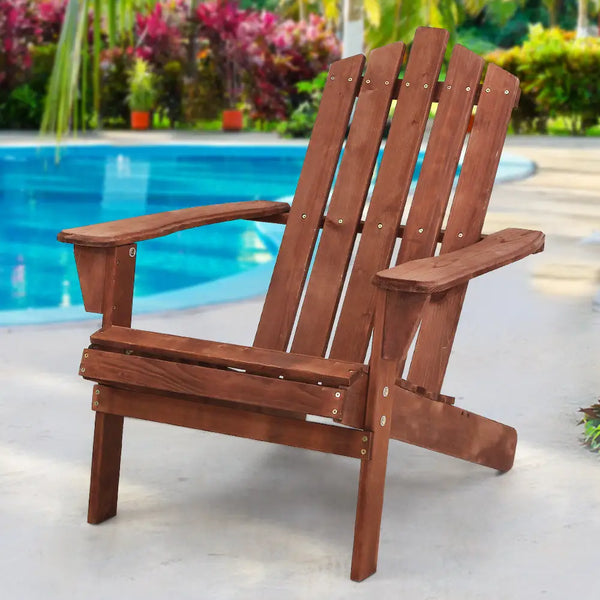 Gardeon adirondack outdoor wooden beach chair by the pool