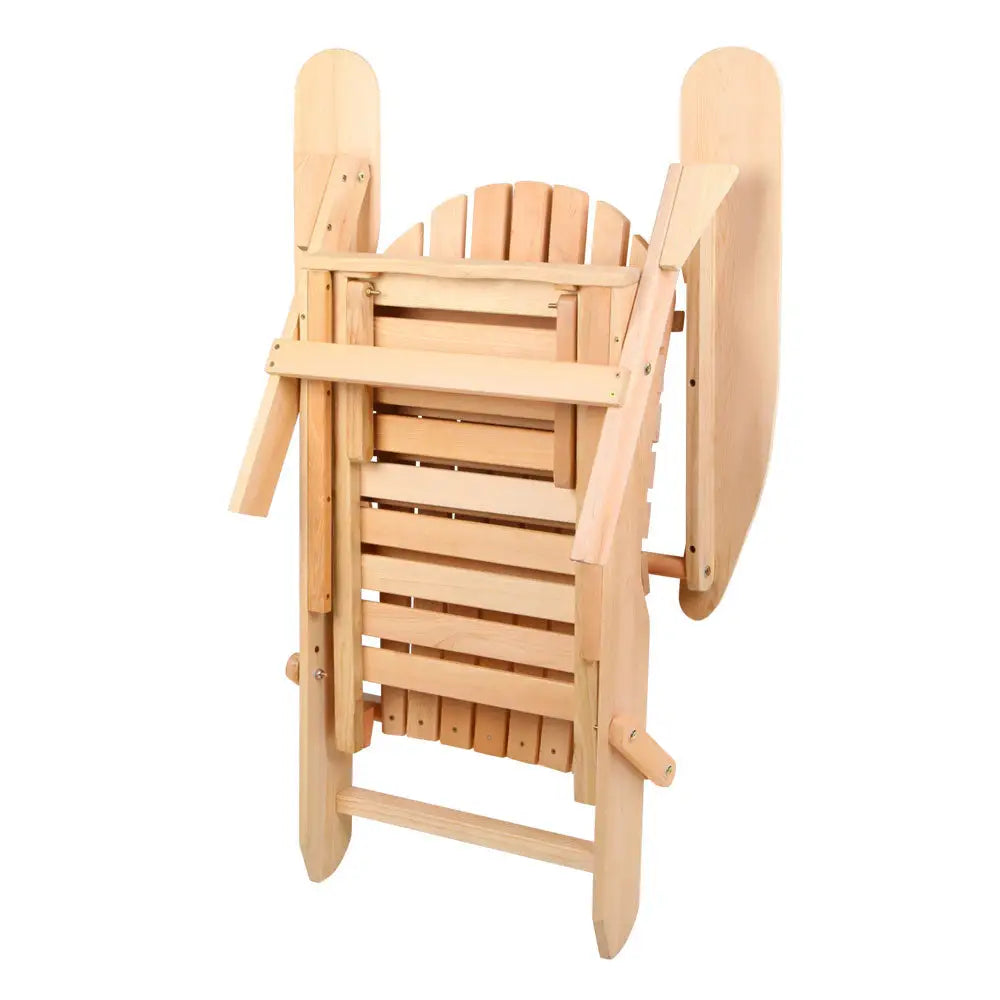 Gardeon adirondack outdoor wooden sun lounge with ottoman set - natural