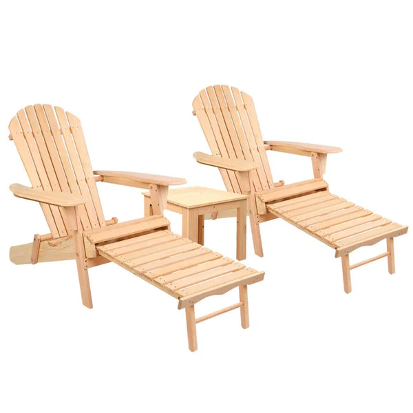 Gardeon adirondack chair and table set - natural outdoor patio furniture