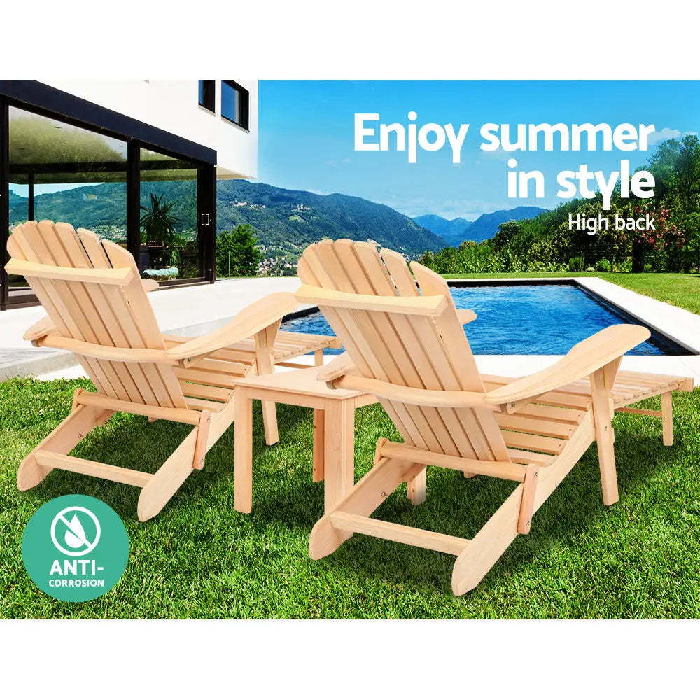 Gardeon adirondack chair table set - enjoy summer in style