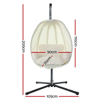 Gardeon hanging pod chair with steel frame dimensions