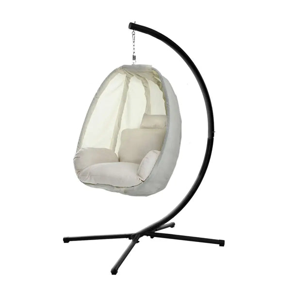Gardeon hanging pod chair with powder-coated steel frame