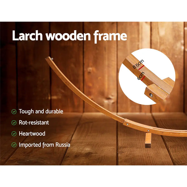 Gardeon hammock bed outdoor camping garden timber hammock with stand - close up of durable imported larch wood frame and object