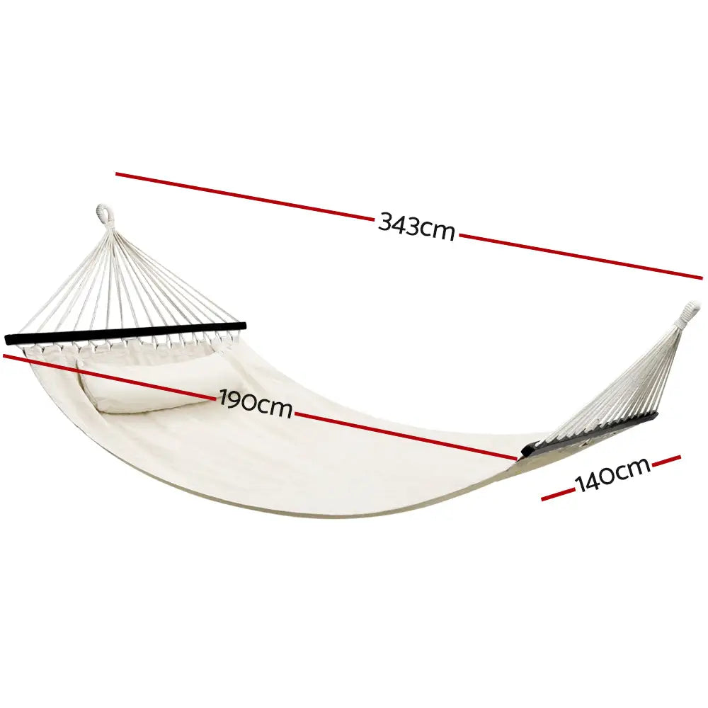 Close up of gardeon hammock bed outdoor camping portable hanging chair 2 person pillow with size measurements