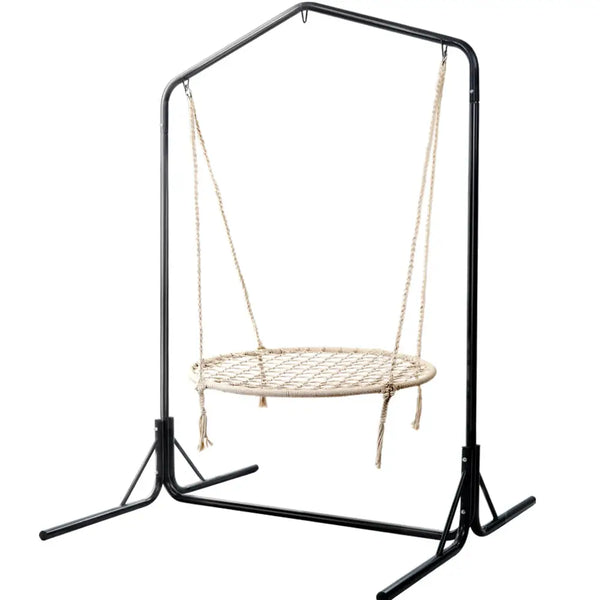 Gardeon hammock swing chair stand with rope - black
