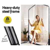 Gardeon hammock swing chair with black frame - cream color 100cm