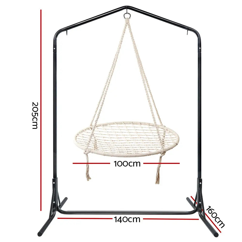 Gardeon hammock swing chair with stand in cream - 14’ height