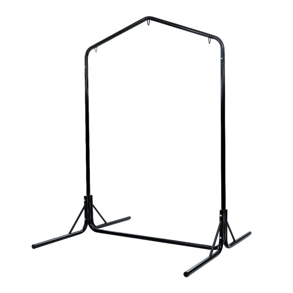Gardeon hammock chair steel stand with black metal frame and white background