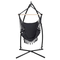 Gardeon hammock chair with cotton blend fabric and timber overhead rail