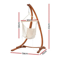 Gardeon timber hammock chair swaying gently amidst