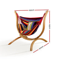 Gardeon rainbow hammock chair with wooden stand swaying gently amidst lazy sunday
