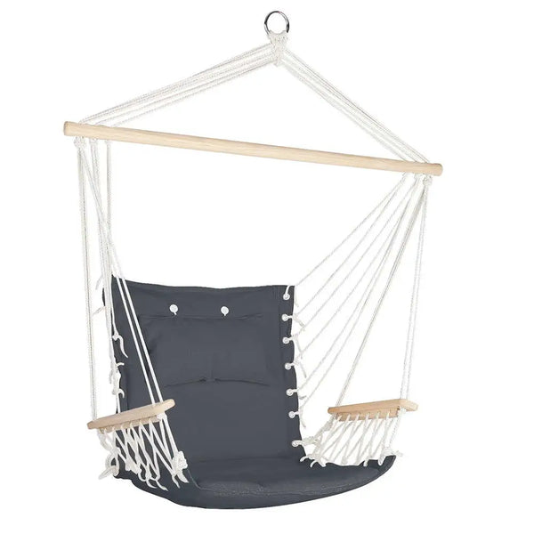 Gardeon hanging hammock chair with armrests made of quality polyester cotton for long lasting comfort