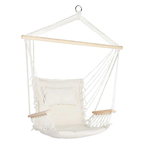 Gardeon hanging hammock chair with armrests in quality polyester cotton fabric