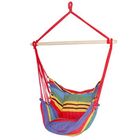 Colorful hammock chair with timber rail and polyester cotton cushion - gardeon hanging hammock chair