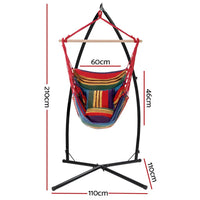 Gardeon hanging hammock chair with steel stand - rainbow, featuring hammock chair with steel stand and timber rail
