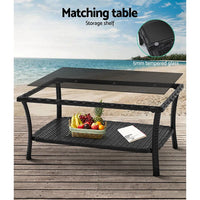 Gardeon harp outdoor lounge sofa set with wicker coffee table and fruit basket on top