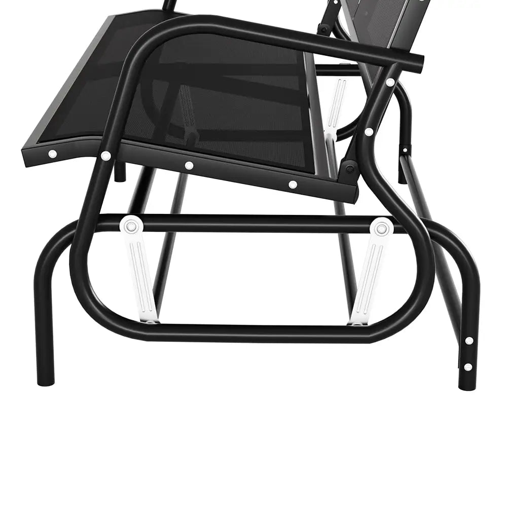 Gardeon outdoor bench seat swing glider rocking 2 seater - black garden bench with black seat