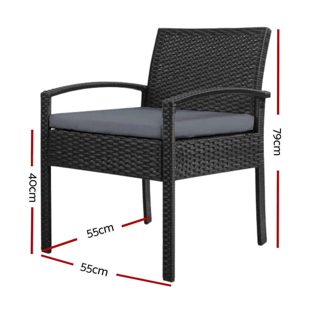 Gardeon felix outdoor dining chair dimensions with weather-resistant pe wicker rattan and cushions