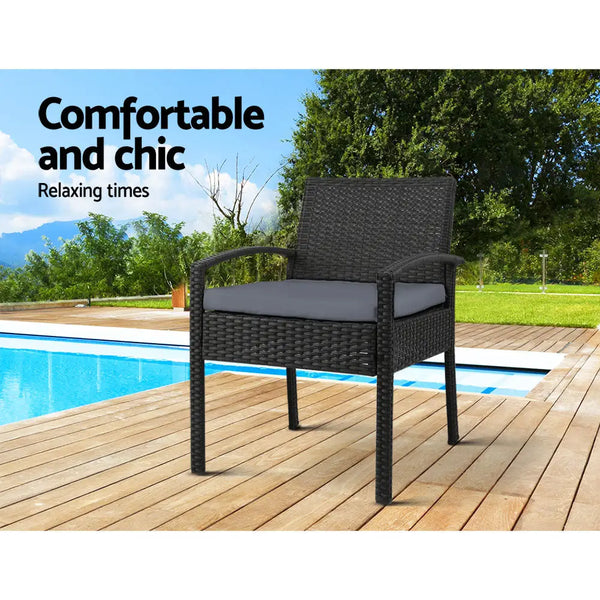 Gardeon felix outdoor dining chairs with weather-resistant pe wicker and cushions