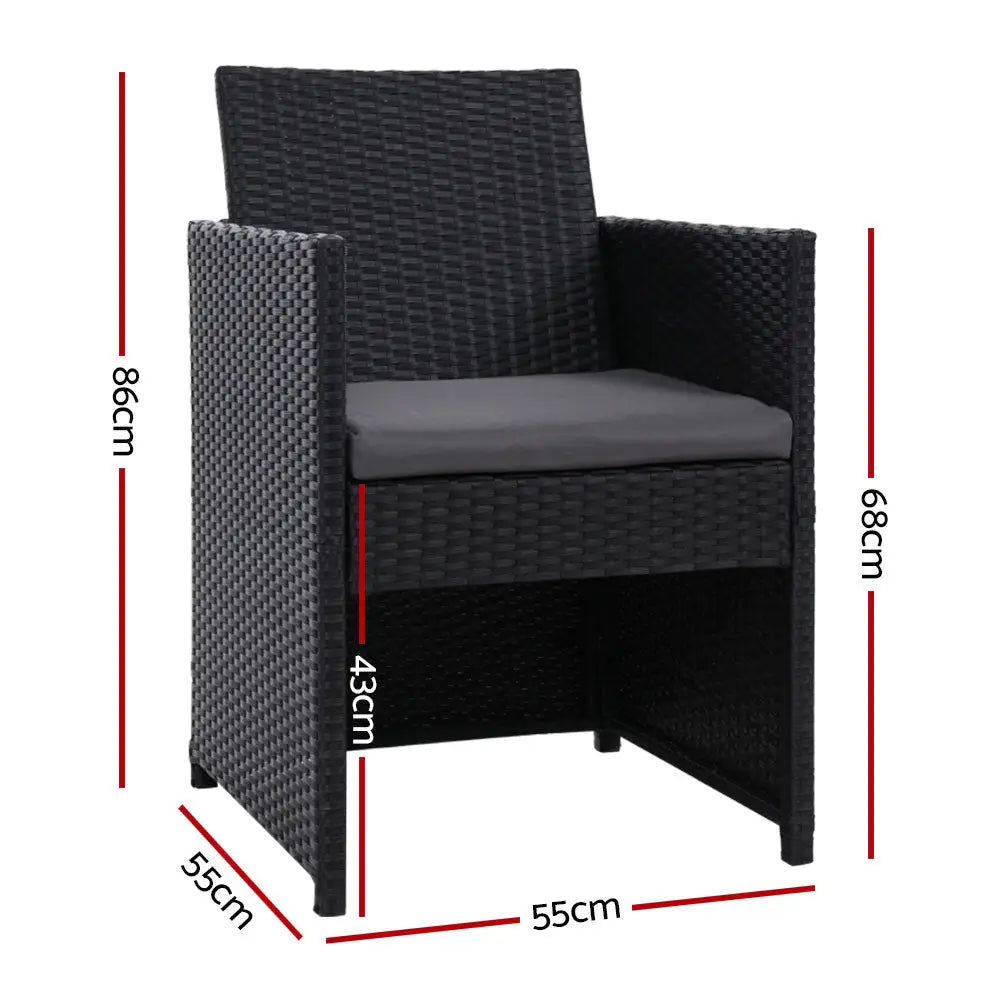 Gardeon hugo outdoor dining chairs with cushions - dimensions