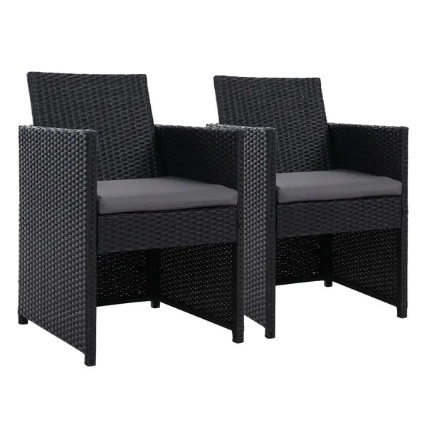 Gardeon hugo outdoor dining chairs wicker with cushions - set of 2