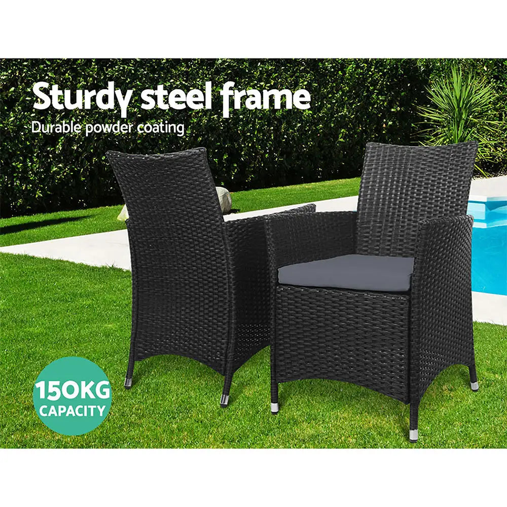 Gardeon idris outdoor dining chairs wicker set with pool background