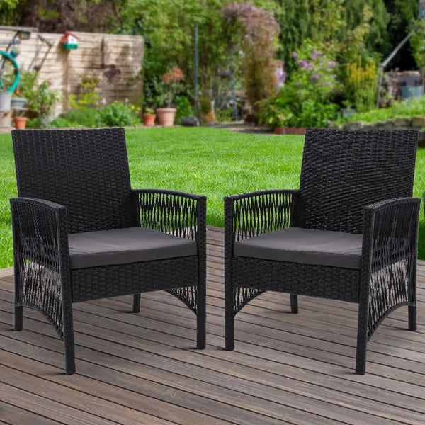 Gardeon lyra outdoor wicker dining chairs with cushions - set of 2