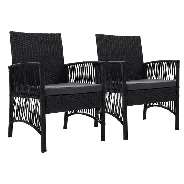 Gardeon lyra outdoor dining chairs wicker with cushions - set of 2