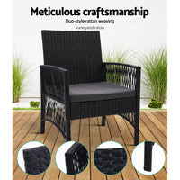 Gardeon lyra outdoor wicker chair with cushions - set of 2
