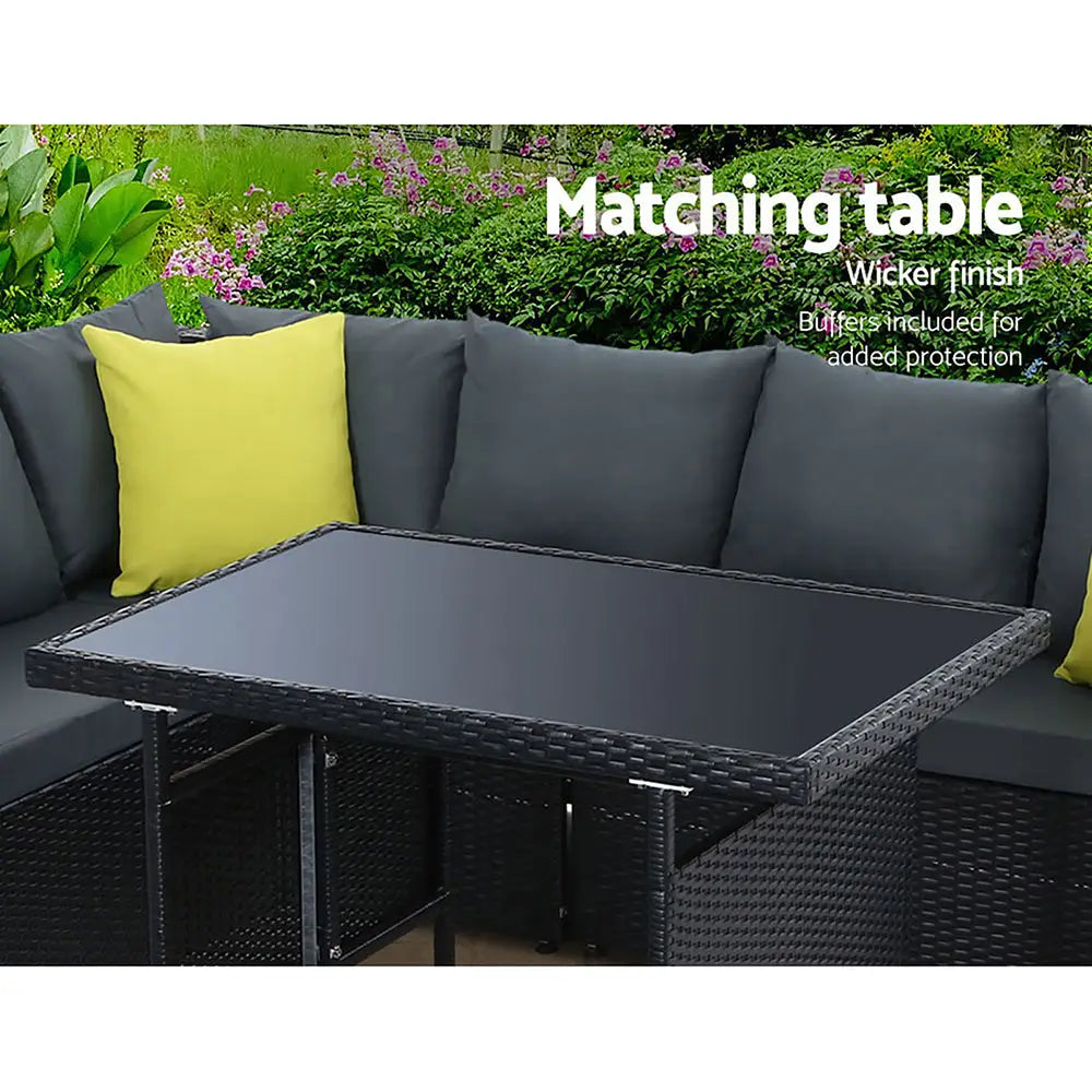Gardeon outdoor dining set, close up of cushioned table