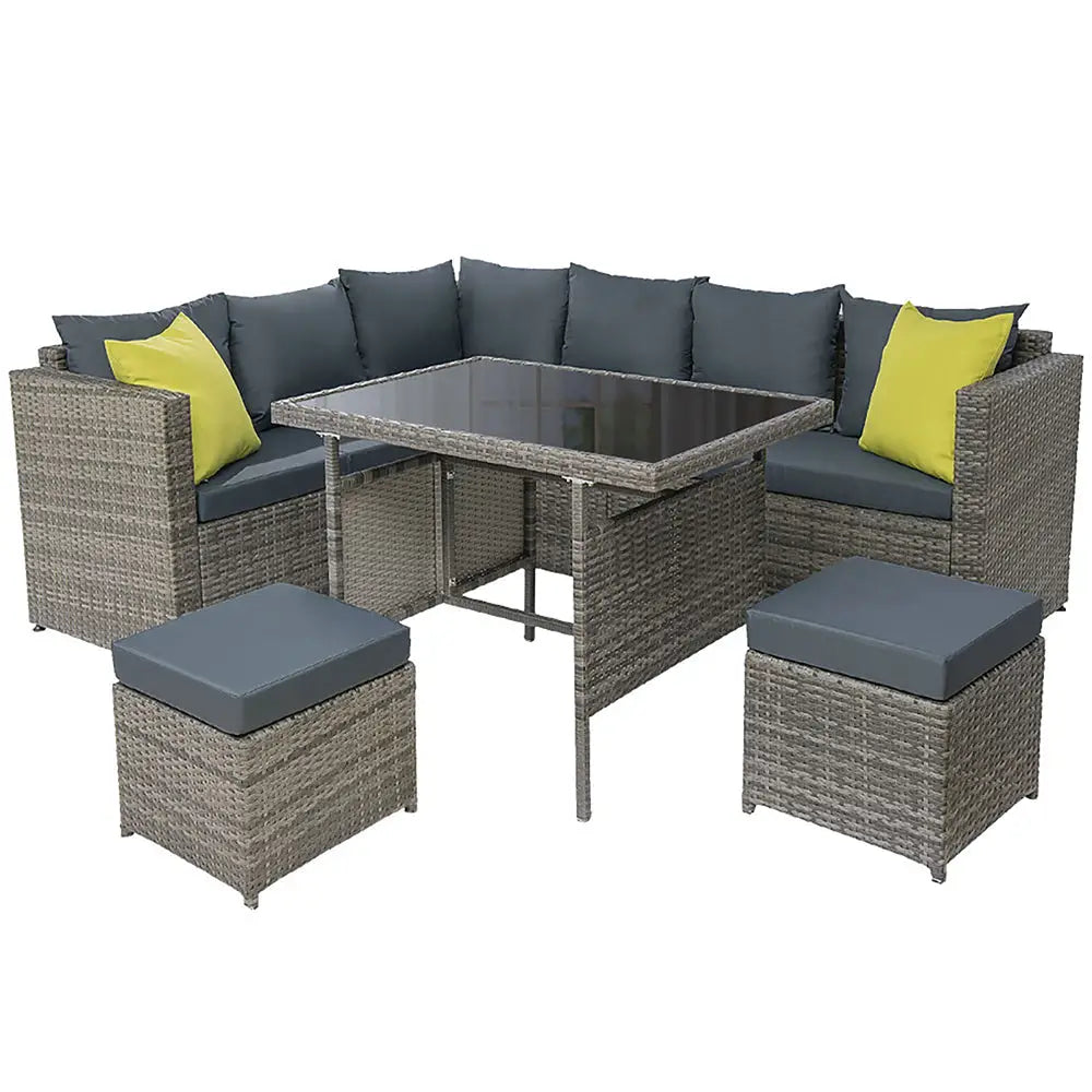 Gardeon outdoor dining set wicker with tempered glass table and chairs