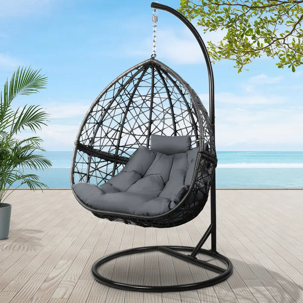 Gardeon outdoor egg swing chair with ocean view