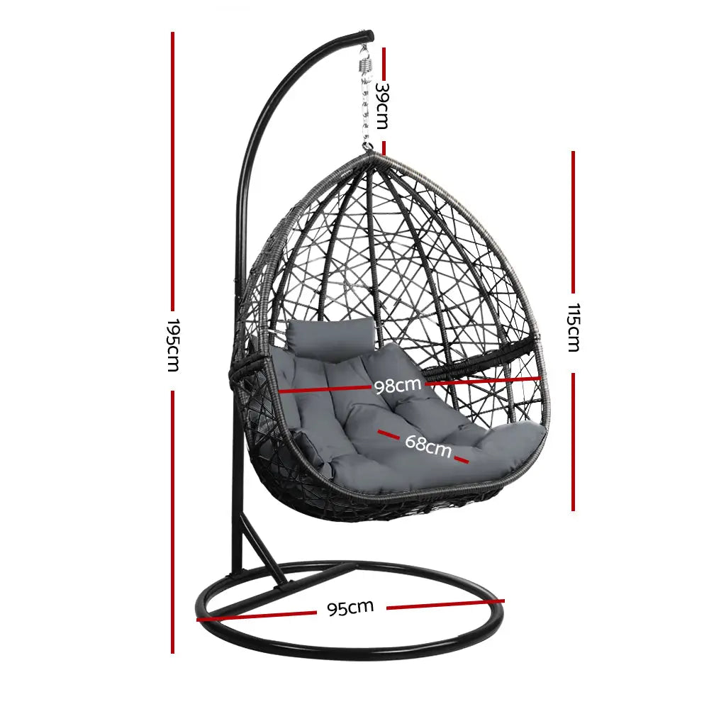 Gardeon outdoor egg swing chair with hand-woven uv-resistant wicker dimensions