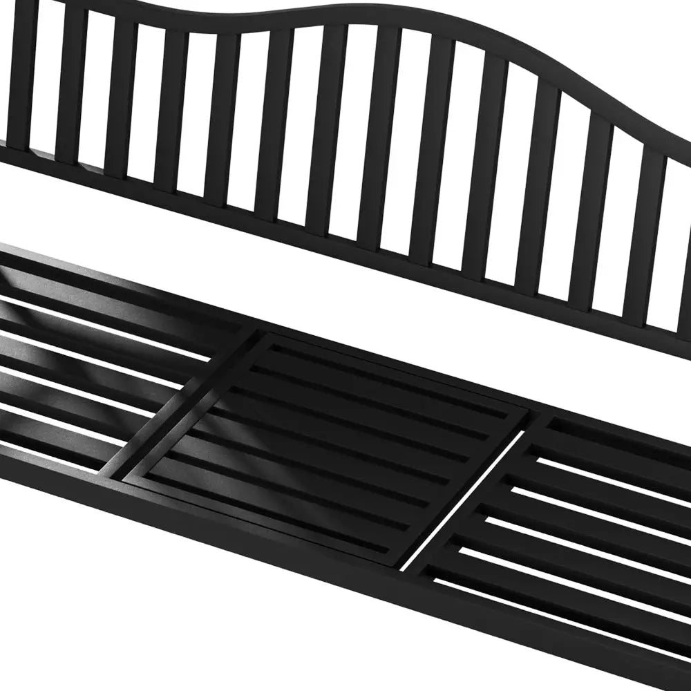 Gardeon outdoor garden bench loveseat steel foldable table - black 5