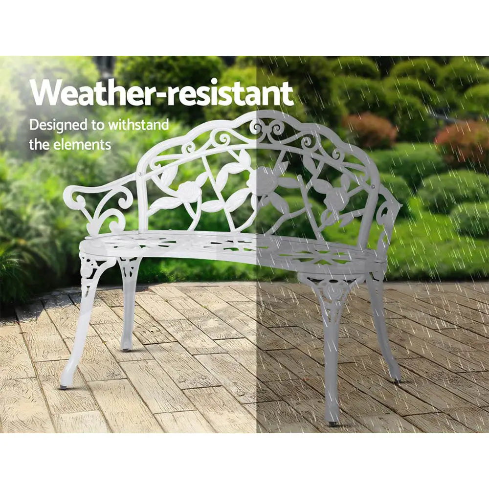 Gardeon garden bench seat with rain droplets, embrace nature’s serenity