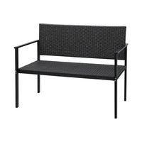 Gardeon 2-seater garden bench seat rattan - black outdoor bench with frame