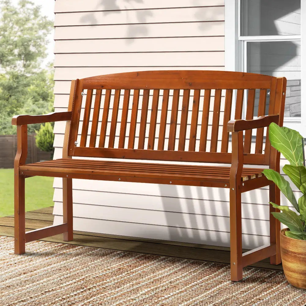 Gardeon outdoor garden bench wooden 2 seater - brown in beautiful outdoor space