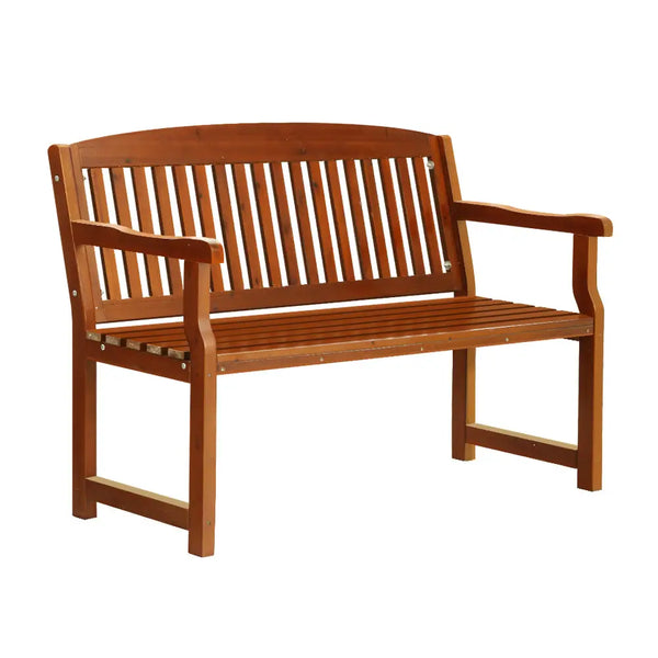 Gardeon outdoor garden bench wooden 2 seater - brown in a beautiful outdoor space