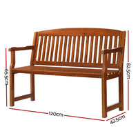 Gardeon outdoor garden bench wooden 2 seater - brown with measurements for beautiful outdoor space