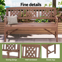 Gardeon outdoor garden bench wooden chair 3 seat with pillow