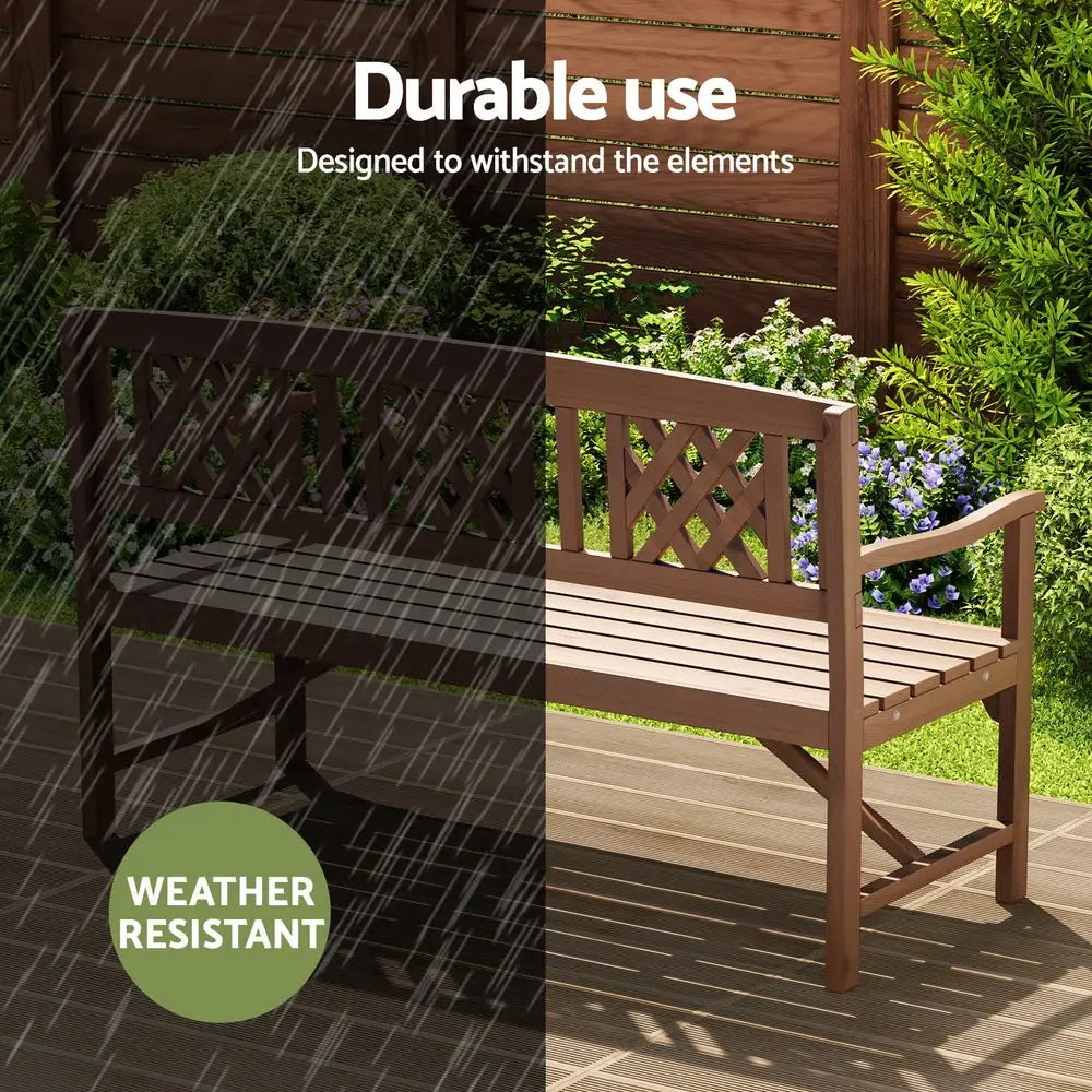 Gardeon outdoor garden bench wooden chair 3 seat with strong inherent structure