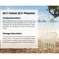 Gardeon outdoor hammock chair cotton swing with stand 124cm - cream