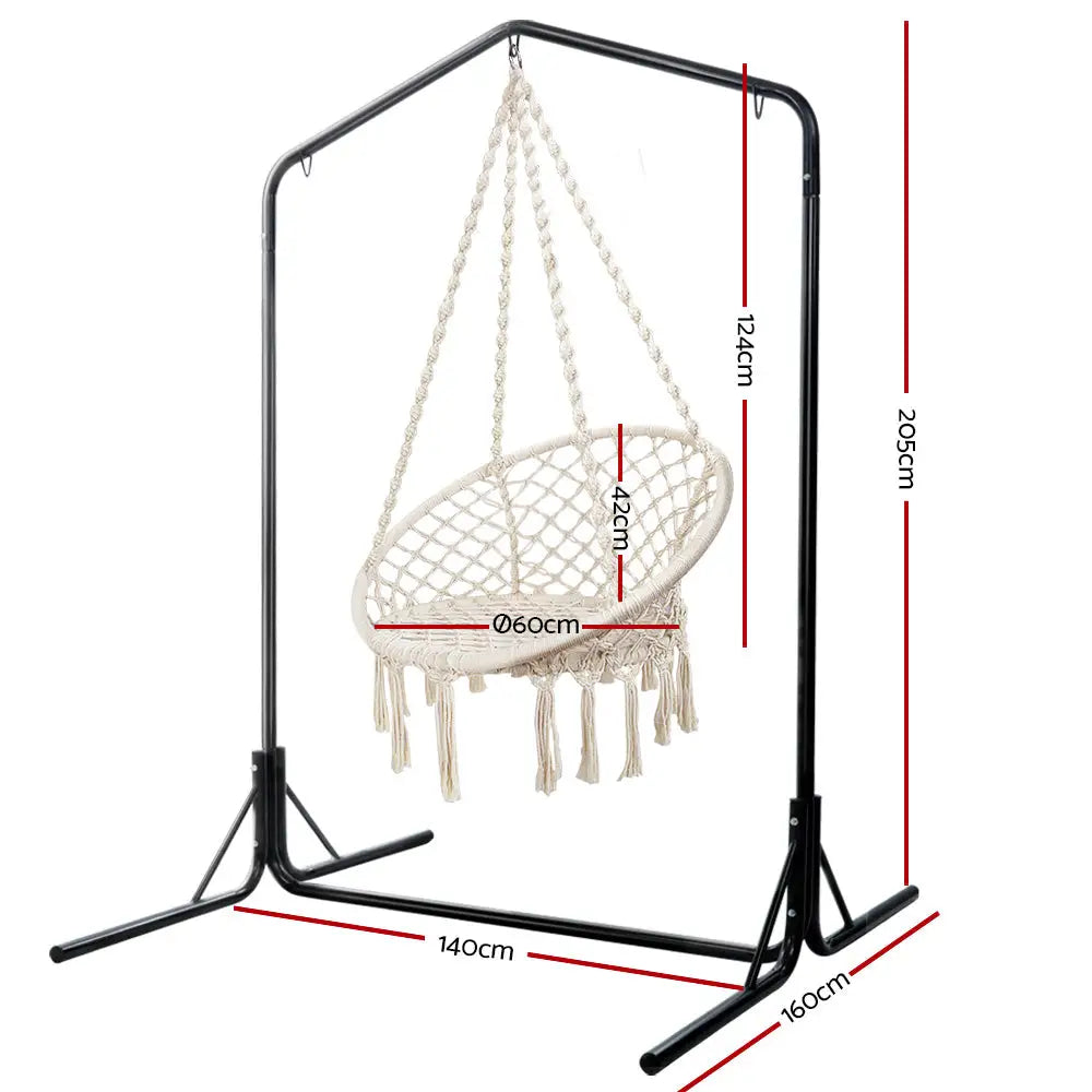 Gardeon outdoor hammock chair set - white hanging chair with stand